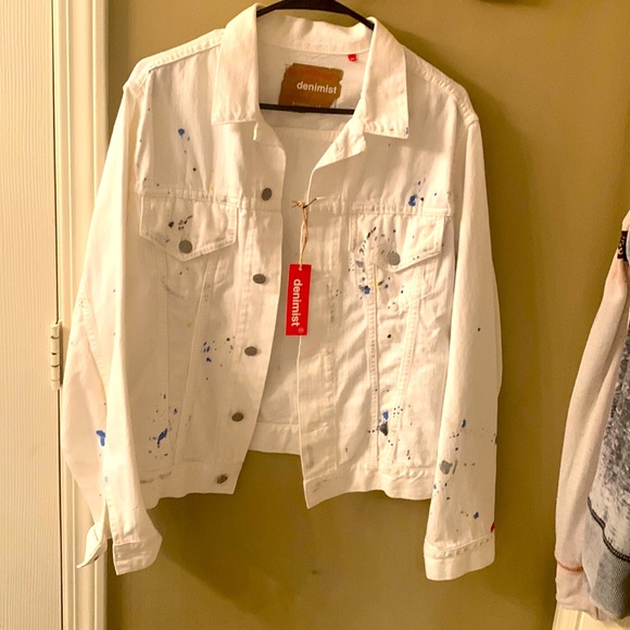 J Brand denimist White paint splatter AGNES TRUCKER Jacket-NWT-Hard to find - Picture 3 of 12